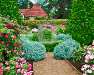Malowanie po numerach Malowanie po numerach «Ogród różany w Wielkiej Brytanii» фото