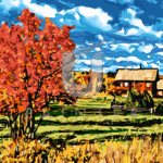 Malowanie po numerach «Wiejski krajobraz»