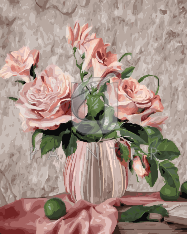 Malowanie po numerach Malowanie po numerach «Martwa natura z różami w pastelowych kolorach» фото