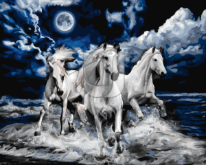 Malowanie po numerach Malowanie po numerach «Trzy białe konie» фото