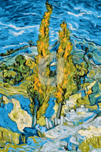 Malowanie po numerach «Vincent van Gogh. Dwie topole w Alpilles w pobliżu Saint-Rémy»