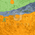 Malowanie po numerach «Vincent van Gogh. Pole pszenicy ze żniwiarzem i słońcem»