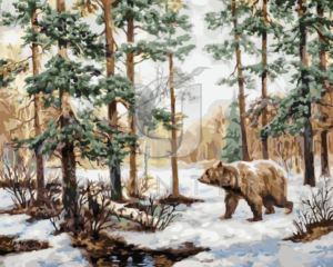 Malowanie po numerach Malowanie po numerach «Władimir Murawjow. Niedźwiedź w zimowym lesie»