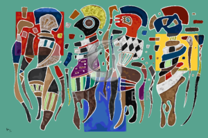 Malowanie po numerach Malowanie po numerach «Wassily Kandinsky. Cztery postacie na trzech kwadratach» фото