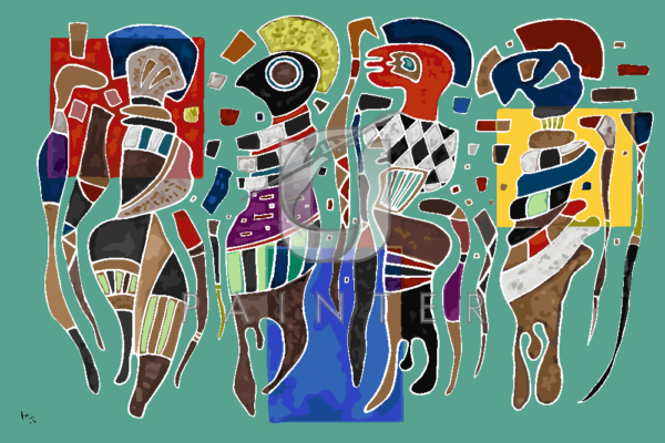 Malowanie po numerach Malowanie po numerach «Wassily Kandinsky. Cztery postacie na trzech kwadratach» фото