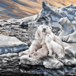 Malowanie po numerach «Biały niedźwiedź z niedźwiadkiem»