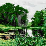 Malowanie po numerach «Jefim Wołkow. Pejzaż ze stawem»